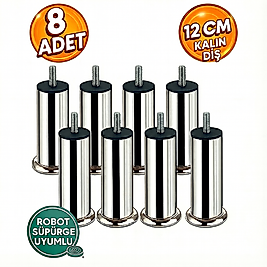 12Cm Mobilya Ayağı M3/8 Kalın Diş 8 Adet (Lütfen Diş Ölçünüze Dikkat Ederek Alınız)